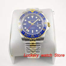 bliger 40mm GMT men's watch blue dial luminous saphire glass ceramics Bezel Automatic Mechanical watch - BA214 2024 - buy cheap