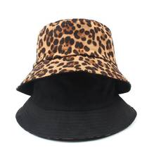 Chapéu cesta reversível de leopardo e dois lados, chapéu de pescador sexy feminino e masculino, chapéu panamá bob moda verão 2019 2024 - compre barato