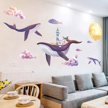 Nordic Underwater World of Whales Wall Stickers for Kids Room Decoration Wall Decals Home Living Room Boys Girls Room Mural Art 2024 - buy cheap