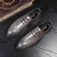 Sapatos de couro dos homens do vintage clássico brogue sapatos masculinos formal vestido de noite mocassins marca italiana sapatos oficiais para homens 2024 - compre barato