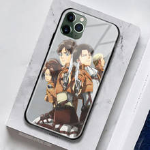 Funda de silicona suave de cristal templado para IPhone, carcasa de cristal templado de Attack on Titan Anime para IPhone SE 6 6s 7 8 Plus X XR XS 11 12 Mini Pro Max 2024 - compra barato