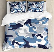 Camouflage Duvet Cover Set Illustration with Abstract Soft Colors Pattern Camouflage Design 3 Piece Bedding Set Blue Indigo 2024 - buy cheap