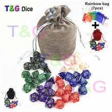 7PCS*6Sets DnD Dice Sets Pearlized Effect D4 D6 D8 D10 D10% D12 D20 with Bag Acrylic Game for Gift 2024 - buy cheap