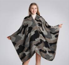 Marca de luxo inverno quente camuflagem ponchos capes para mulher xales grandes dimensões envolve grosso cashmere pashmina feminino bufanda mujer 2024 - compre barato