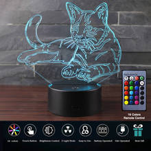Luz LED de noche 3D para bebés y gatos, lámpara de mesa con USB, RGB, táctil de colores para decoración de dormitorio, ambiente para niños, regalo de cumpleaños 2024 - compra barato