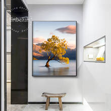Embellecedor-Cuadros de paisaje para pared, decoración moderna para el hogar, dentro del lago hermoso árbol, pinturas en lienzo HD para sala de estar, 1 unidad 2024 - compra barato