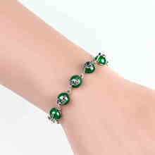 Zhjiashun pulseira de prata esterlina 100%, bracelete redondo com pedras preciosas naturais retrô, joia para mulheres 2024 - compre barato