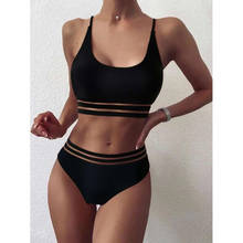 Sexy preto bandeau maiô feminino conjunto de biquíni cintura alta banho feminino biquini sexy 2 peças verão 2021 novo 2024 - compre barato