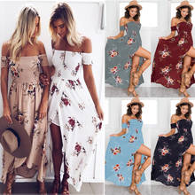 New Women Off Shoulder Floral Print Boho Dress Women Beach Summer Holiday Style Dresses Ladies Strapless Long Maxi Dress 2024 - buy cheap