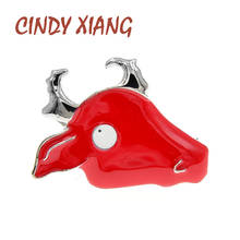 CINDY XIANG-broche de cabeza de toro esmaltado para hombre y mujer, Pin de Animal de Color rojo, joyería Unisex, accesorios del zodiaco de vaca y ganado 2024 - compra barato
