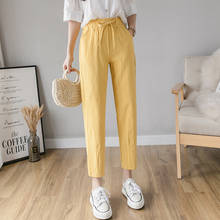 New cotton and linen pants women summer loose Korean casual Ankle-Length pants wild straight trousers women thin harem pants 2024 - buy cheap