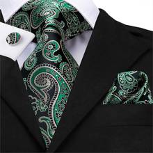 Verde Paisley Tecido Gravata de Seda Conjunto Gravata para Os Homens De Luxo Camisa Abotoaduras para o Terno Laço Floral Regulares Hi-Tie SN-3524 Atacado 2024 - compre barato