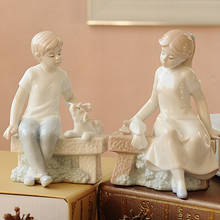 Длинная керамическая статуэтка WU CHEN для девочек и мальчиков, фарфоровая статуэтка пары, статуэтка персонажа, ремесло, украшение для дома, R5286 2024 - купить недорого