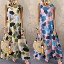 Bohemian Summer Maxi Dress Women Print Sundress ZANZEA 2021 Casual Sleeveless Tank Vestidos Female O Neck Robe Femme Oversize 2024 - buy cheap