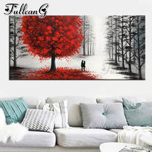 FULLCANG Red tree landscape lovers large diamond painting 5d diy full square round drill mosaic embroidery sale decor FC3401 2024 - buy cheap