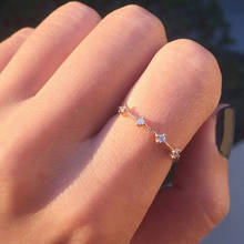 Anéis pequenos de pedra de zircônia, anéis femininos dourados/prateados/cor ouro rosê, joia fina para casamento 2024 - compre barato