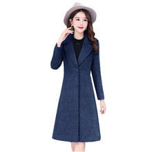 Chaqueta de lana de largo medio para mujer, Coreano Para otoño e invierno abrigo de lana ajustado, novedad de 2020 2024 - compra barato