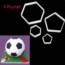 4 pçs/set Futebol Plástico Stencil Sobremesas Bolo Decorando Ferramentas Sugar Craft Moldes DIY Fondant Cortadores de Forma do Futebol 2024 - compre barato