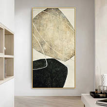 Pintura al óleo abstracta pintada a mano, retrato vertical minimalista moderno, arte de pasillo, pintura decorativa, porche nórdico, sala de estar 2024 - compra barato