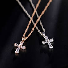 ZOVOLI Crystal Cross Pendant Necklace Women Statement Rose Gold Chains Cubic Zirconia Pendant Chokers Necklaces Bijoux Jewlery 2024 - buy cheap