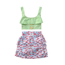 Детский топ на бретельках для маленьких девочек + юбка с изображением фламинго; Комплекты летней одежды 2024 - купить недорого