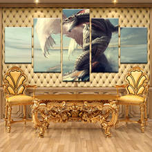 Quadros de arte de parede decoração de casa, 5 peças, asa do dragão, pintura em tela hd impresso abstrato jogo nuvens, pôsteres de dragão 2024 - compre barato