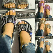 Summer Slides Women Sandals Flat Platform Peep Toe Bling Crystal Casual Beach Shoes Ladies Slippers Flip Flops Zapatos De Mujer 2024 - buy cheap