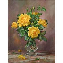 5d diamond painting cross stitch full square Yellow peony diamond embroidery pattern diy mosaic flower home decoration 2024 - buy cheap