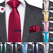 Hi-tie-Conjunto de mancuernas de Lavalier para hombre, conjunto de 12 estilos de corbata tejida de color rojo sólido, corbata de boda de melocotón, 100% seda 2024 - compra barato