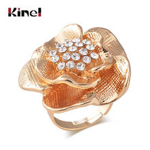 Kinel anel unissex de ouro abertura grande, joia vintage boho praia festa cristal anel de flor para mulheres 2020 2024 - compre barato