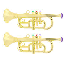 2 PCS Gold Kids Trumpet, Horn Wind Instrument with 3 Colored Keys Toy Gift for Toddlers Young Kids Birthday & Christmas 2024 - buy cheap