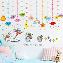 [Shijuekongjian] adesivo de parede de coelhos com desenho animado e animais, decoração de casa para quarto infantil e quarto de bebê 2024 - compre barato