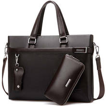2022 3pcs set Men Briefcase Leather Male Business office bags Men's Briefcase high quality Black Brown Laptop Briefcase 2024 - buy cheap