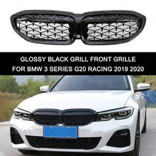 Глянцевая черная решетка на переднюю решетку для BMW 3 серии G20 Racing 2019 2020, автомобильные аксессуары 2024 - купить недорого