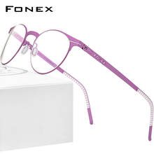 FONEX Alloy Glasses Men Ultralight Women Vintage Round Prescription Eyeglasses Retro Optical Frame Screwless Eyewear F1023 2024 - buy cheap