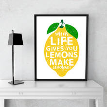 Pintura en lienzo cuando te da la vida, Decoración de cocina con limones, impresiones artísticas de pared, póster, imágenes decorativas para el hogar 2024 - compra barato