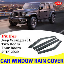 Козырек от дождя для Jeep Wrangler JL, автомобильные дефлекторы для двух дверей, четырех дверей, окон, навес, отделка крышки, внешние автомобильные аксессуары 2024 - купить недорого