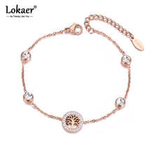 Lokaer Trendy CZ Crystal Tree Charm Bracelets Jewelry Titanium Stainless Steel Chain & Link Bohemia Bracelet For Women B19060 2024 - buy cheap