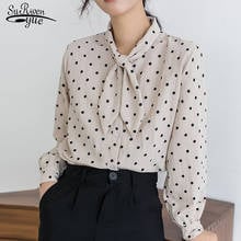 New Women's Chiffon Blouse Shirt 2021 Fall Long Sleeve Polka Dot Cardigan Bow Collar Blouses Women Plus Size Clothes 6051 50 2024 - buy cheap