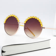 Gafas de sol de Metal para niños y niñas, lentes de sol redondas con flores de diseñador de marca, con gradiente, UV400 2024 - compra barato