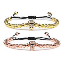 Charm Copper Beads Adjustable Bracelet Micro Pave Skull Bracelets Women Men Handmade Weave Punk Jewelry Best Friend Gifts 2024 - buy cheap