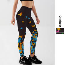 Qickitout-mallas Push Up con estampado Digital para mujer, Leggings de Fitness, pantalones de culturismo de animales, mariposa colorida 2024 - compra barato