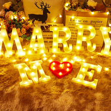 Letra do alfabeto luzes led número luminoso lâmpada decoração bateria luz da noite festa quarto casamento aniversário decoração de natal 2024 - compre barato