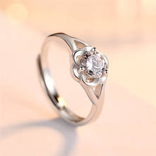 Новое поступление, женские кольца из стерлингового серебра 925 пробы для девочек, свадебные аксессуары для невесты, модные женские кольца с кристаллами и цветами 2024 - купить недорого