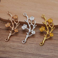 20 pcs/lot 21*46mm Metal Filigree Flower Branch Connector Charms Hair Accessories For Women 2024 - buy cheap