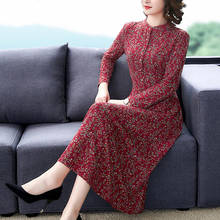 Middle-aged And Elderly Mother Dress Spring And Autumn Long-Sleeved Floral Dress Elegant Temperament Women's Long Vestidos W 204 2024 - buy cheap