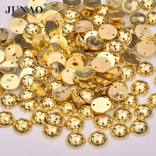 Круглые золотые сшитые Стразы JUNAO, 500 шт., 10 мм, с плоской задней поверхностью, металлические пуговицы для шитья, акриловые Стразы для одежды 2024 - купить недорого