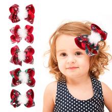 Christmas Gift Hairpin Printed Poms Handmade Large Hair Bow For Girls Grosgrain Big Ribbon Bow Clips Princess Hair Accessories 2024 - buy cheap