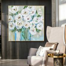 Pintura moderna abstrata em tela, pôsteres brancos de rosas, impressões, arte de parede para sala, sem moldura 2024 - compre barato