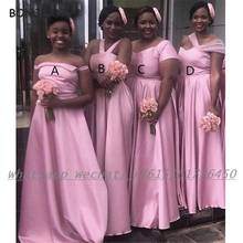 Pink Bridesmaid Dresses 2021 Halter A Line Satin African Bridesmaid Dress Plus Size for Women Wedding 2024 - buy cheap